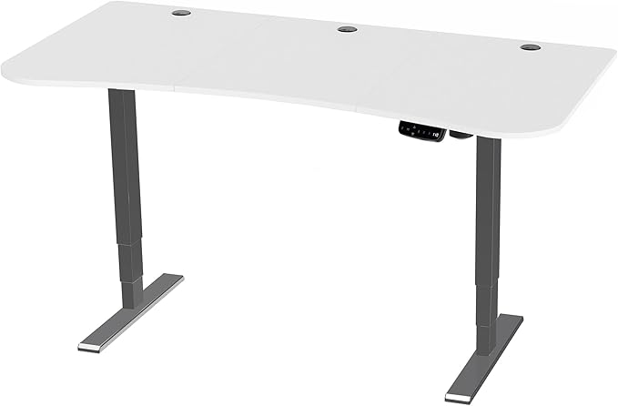 VIVO Electric 63 x 32 in Standing Desk, Touch Screen Adjustment, 220 lb Frame Support, 2E Series, White Top Black Frame, DESK-KIT-2EBW