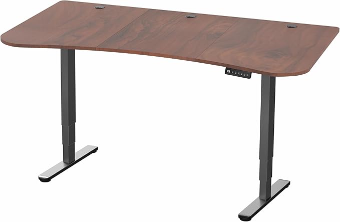 VIVO Electric 63 x 32 in Dual Motor Standing Desk, Memory Height Adjustment, 2B Series, Dark Walnut Top Black Frame, DESK-KIT-2B1D