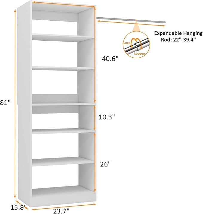 Closet System with Shelves, 2FT Closet Organizer System, Modular Close Organizer(VO-013)