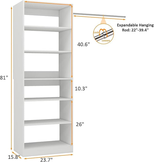 Closet System with Shelves, 2FT Closet Organizer System, Modular Close Organizer(VO-013)