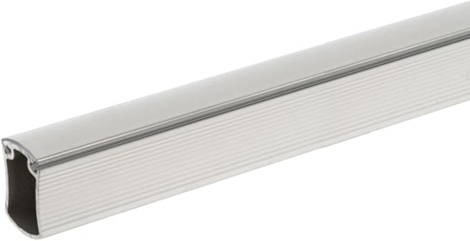 Premium hourglass closet rod - custom cut to size. Hourglass shaped wardrobe tube, protective top cover, seamless and reversible with ribbed and smooth sides. (Matte Chrome)
