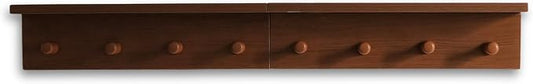 Entrance Coat Rack ,Coat Hooks, Wall-Mounted Wooden Hook Rack, Wall-Mounted Shelves are Very Suitable (Teak Color Finish—A-2)