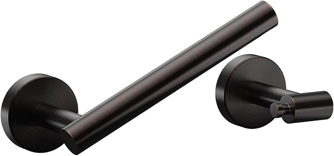FORIOUS Toilet Paper Holder Wall Mount, Stainless Steel Rustproof Double Post Pivoting Tissue Roll Holder for Bathroom, Commercial Toilet Paper Dispenser, Oil Rubbed Bronze