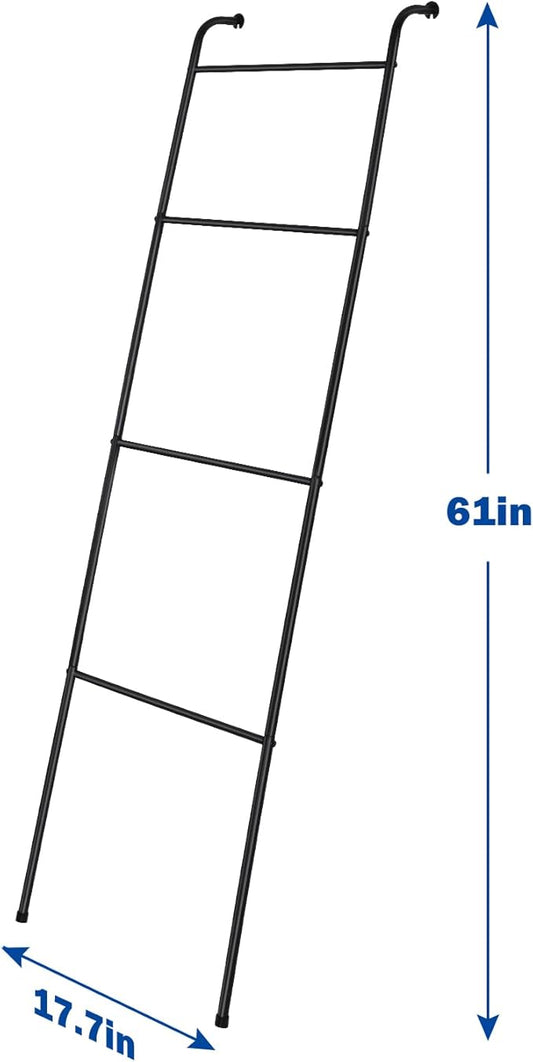 Blanket Ladder Decorative Towel Rack Holder for Bathroom, Wall Leaning Metal Drying Quilt Stand for Living Room Bedroom Farmhouse Home Decor, for Women Mom Mother Her Wife - Black