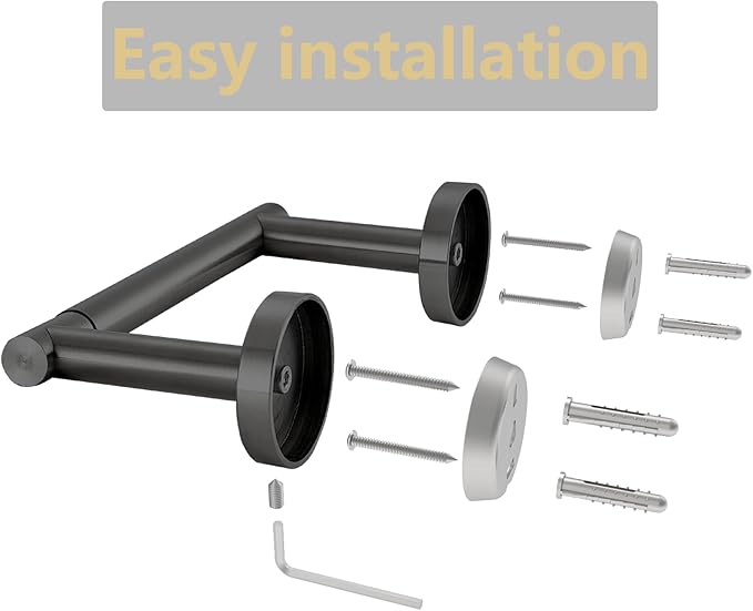 Toilet Paper Holder, Double Post Pivoting Design, Stainless Steel Rustproof Bathroom Tissue Holder, Wall Mount Fits Mega Rolls, for Home, RV, Commercial Bathroom Black
