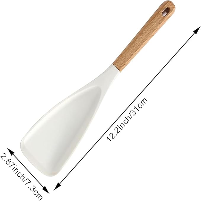 Cedar and Ash Spoon, Cedar and Ash Spoonula, 3 in 1 Spatula Spoons Silicone for Nonstick Cookware, Ergonomic Grip, Ideal for Stirring, Mixing (White -2PC)