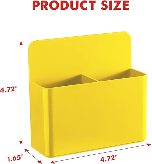 BEYGORM 2 Pack Plastic Magnetic Pen Holder for Refrigerator, Dry Erase Marker Holder for Whiteboard,Magnet School Locker Organizer Accessories, Pencil Cup, Pen Caddy, Classroom Organization(Yellow)