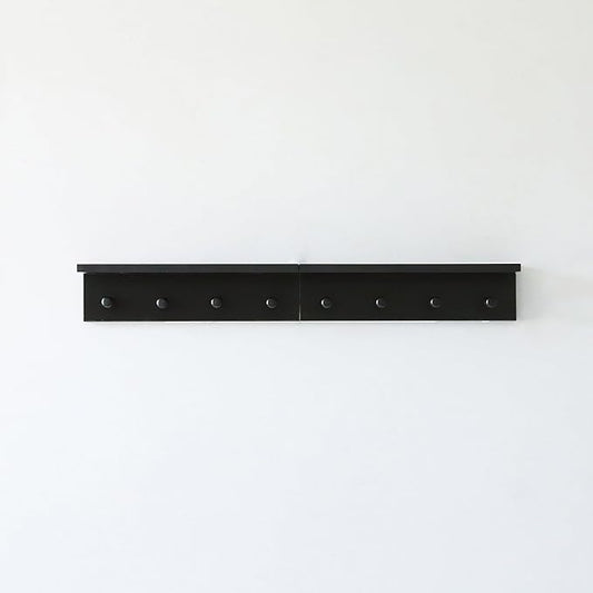Entrance Coat Rack ,Coat Hooks, Wall-Mounted Wooden Hook Rack, Wall-Mounted Shelves are Very Suitable (Black Color Finish—A-2)
