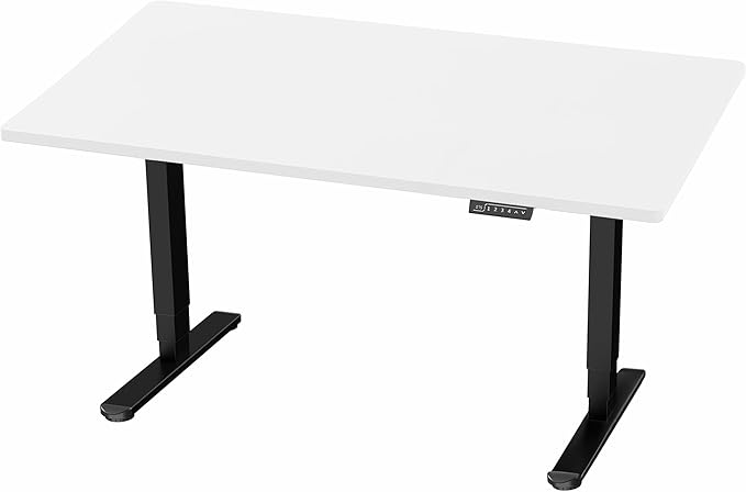 VIVO Electric 55 x 28 in Dual Motor Sit Stand Desk, Memory Height Adjustment, 2B Series, White Top Black Frame, DESK-KIT-2B55W