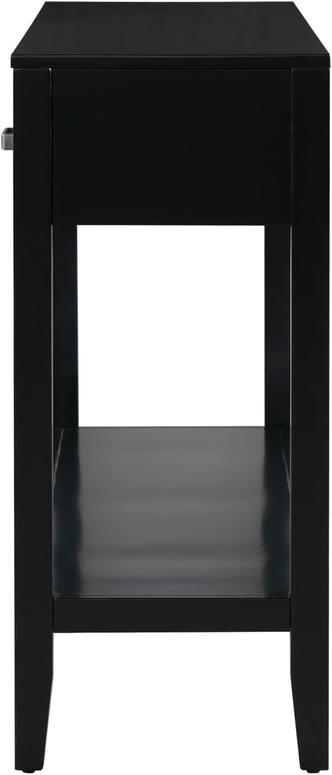 Merax Entryway Console Table with Storage, 3 Drawers Design/Wood Frame/Behind Couch & Sofa, Black
