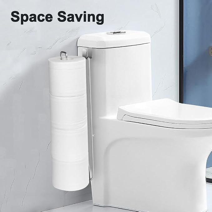 Over The Tank Toilet Paper Holder Bathroom Toilet Tissue Paper Roll Storage Holder Wall Mount Brushed Nickel,Metal Hanging Adhesive Toilet Paper Holder Dispenser Toilet Paper Organizer 1p