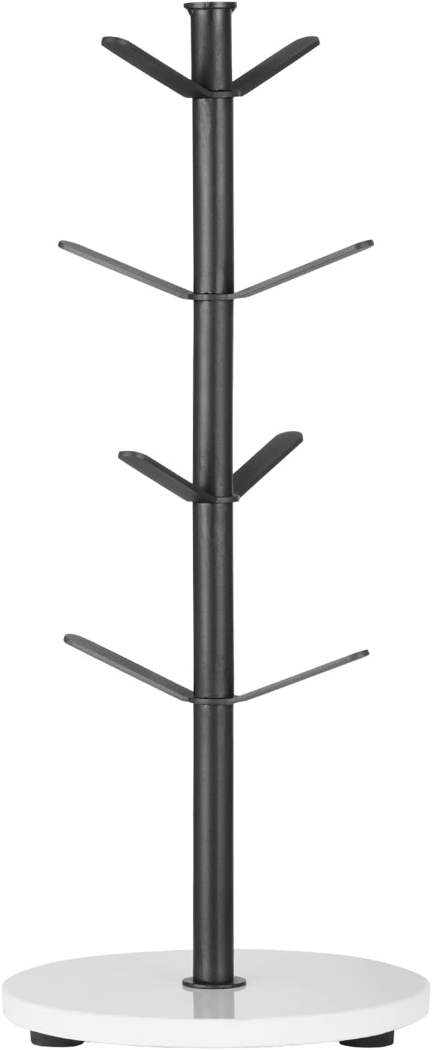 VEVOR Mug Holder Tree with Marble Base, 8 Hooks Coffee Cup Holder for Counter, Carbon Steel Mug Tree Cup Rack Stand, Upgraded Coffee Cup Tree for Coffee Bar Kitchen Home Organizer