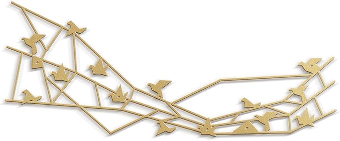 SIGNLEADER Metal Wall Art Decor Birds Perching Modern Abstract Wall Sculpture Hangings Home Decoration for Living Room, Bedroom, Bathroom, Kitchen, Outdoor - 12" Gold