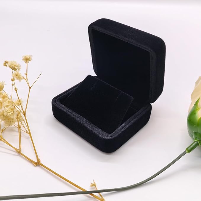 GBYAN 2 Pieces Velvet Earring Box,Stud Earring Gift Box,Jewelry Display Case for Proposal,Engagement,Wedding and Birthday,Black