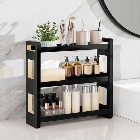Bathroom Counter Organizer,Bathroom Counter Shelf,Bathroom Organizers,Under Sink Organizer,Cologne Organizer For Men,Colognes Stand,Cologne Cabinet,Vanity Shelf(Black 3 Tier)