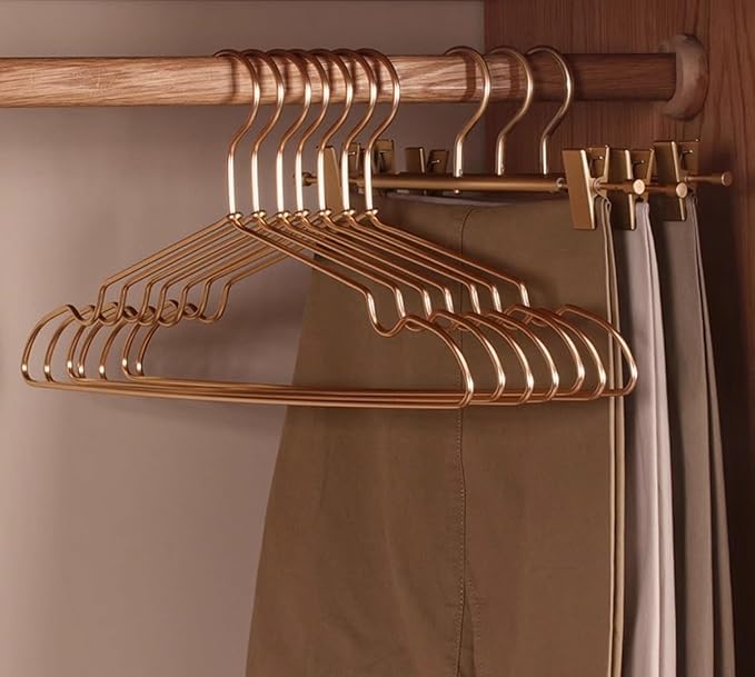 Premium Matte Golden Aluminum Coat Hangers 20 Pack, 16.2” Extra Smooth & Durable Metal Shirt Dress Hanger,Aluminum Alloy Hanger,Clothing Support,Clothing Hang