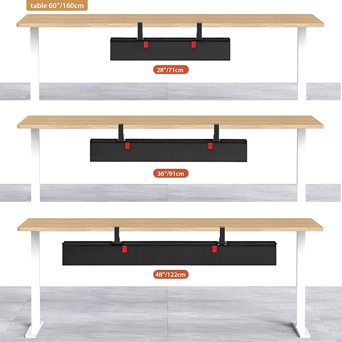 Univivi No Drill Under Desk Cable Management Tray, 48" Cord Organizer for Table, Clamp/Screw Mount Desk Cable Management, Premium Fabric Cable Management Tray for Office, Home (Extra Large)
