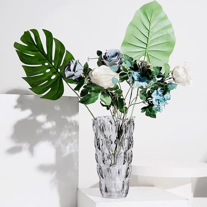 CEMABT 9.5inch 3.4 lb Glass Vases for Flowers Unbreakable Thickened Morden vase for Tables Centerpieces,Colorful,Vintage and Clear Rose Large Flower vases for Bouquet Unique Gifts(Clear)