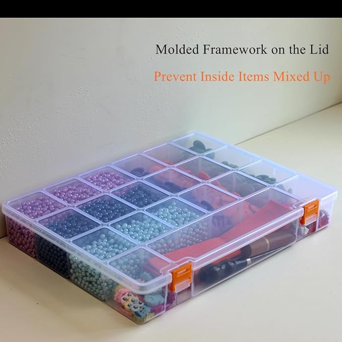 BangQiao 3 Pack Mixed Size Clear Plastic Storage Box Organizer Case with Fixed Compartment for Small Parts, Jewelry, Diamond, Craft Supplies, Sewing Kit, DIY Accessories