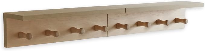 Entrance Coat Rack ,Coat Hooks, Wall-Mounted Wooden Hook Rack, Wall-Mounted Shelves are Very Suitable (Birch Color Finish—A-2)