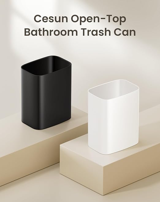 Cesun 3.4 Gallon Bathroom Trash Can, Small Office Garbage Can, Slim Metal Waste Basket for Bedroom, Dorm, Toilet, Near Desk, Under Sink, RV (Black)