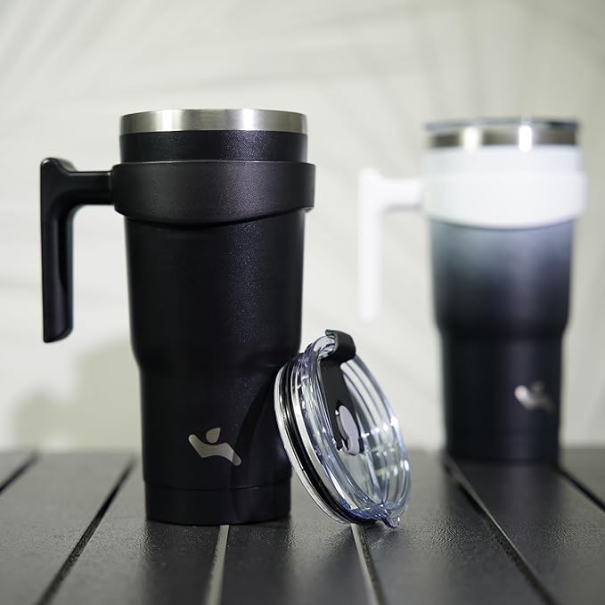 20 oz Tumbler with Handle and 2 Straw 2 Lid, Insulated Water Bottle Stainless Steel Vacuum Cup Reusable Travel Mug,Day Night