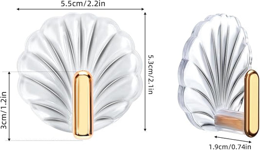 8PCS Shell Clear Adhesive Hooks - No Drill Removable Waterproof for Bathroom, Shower, Kitchen, Reusable Transparent Damage-Free Towels, Bath Sponges & Small Items (Space-Saving)