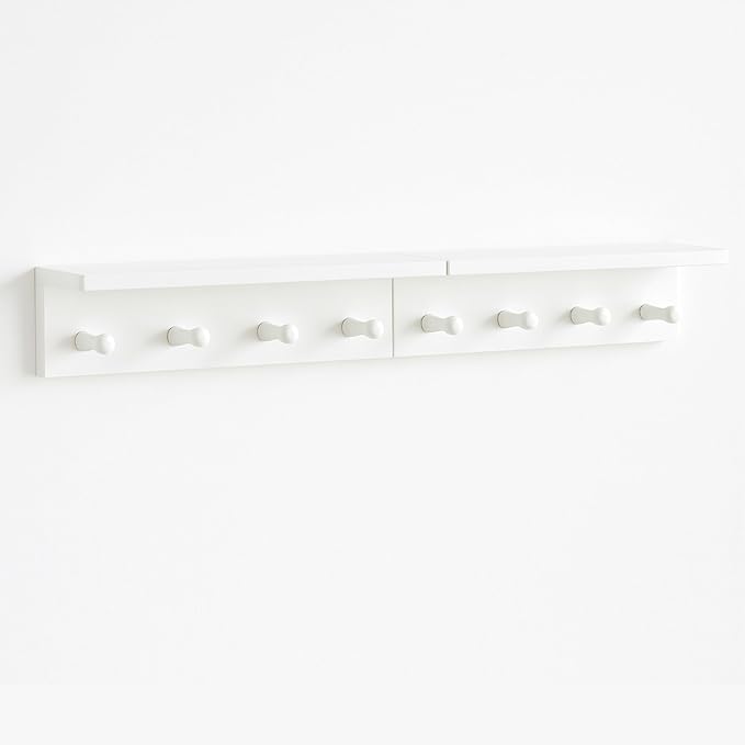 Entrance Coat Rack ,Coat Hooks, Wall-Mounted Wooden Hook Rack, Wall-Mounted Shelves are Very Suitable (White Color Finish—A-2)