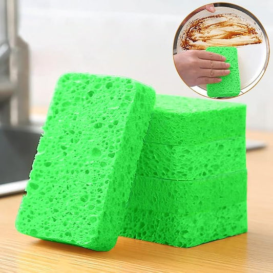 12 - Pack Non-Scratch Scrub Sponges - Sponges for Dishes and Washing Dishes, Cleaning Sponges for Kitchen Home Bathroom Cars, Funny Cut-Outs DIY for Kids (Green)