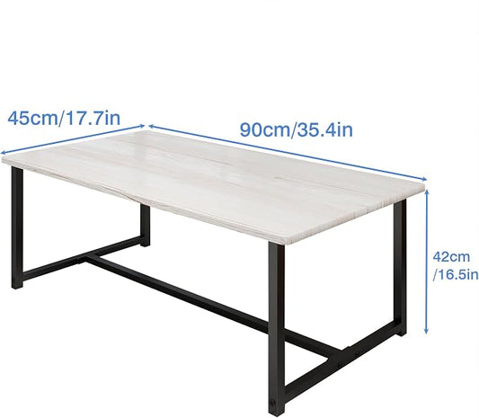 35.4" Rectangular Coffee Table for Living Room, Modern Industrial Style Coffee Table Center Table with Metal Frame for Small Space, Apartment, Office, Easy Assembly, Teak Oak