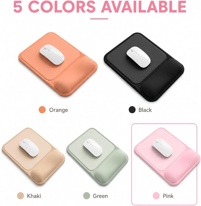 eulps Ergonomic Mouse Pad with Wrist Rest, Gel Mousepad with Soft Wrist Support, Non-Slip PU Base, Smooth Surface Mouse Pad for Wrist Pain Relief, Computer Laptop Office Home & Gaming (Pink)