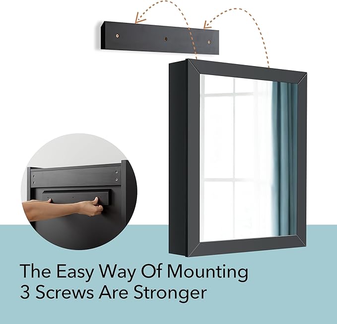 Bathroom Cabinet - Large Single Door 24x30 inchs Wall Cabinet Mirror Medicine Cabinet with Facial Tissues Slot and Multifunctional Storage Area