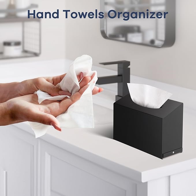Acrylic Hand Towel Box Cover Compatible with Kleenex Disposable Hand Towels Wall-Mounted Paper Towel Dispenser Suitable for Tabletop, Bathroom, Car, and Office Use Valentine's Day Gifts (Black)
