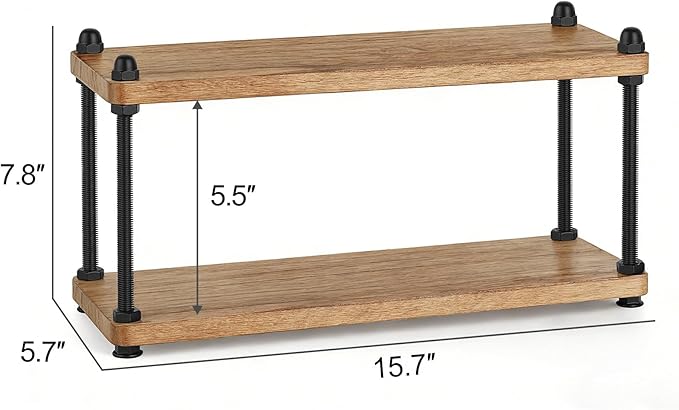 Mkono Coffee Station Organizer Wooden Mug Holder for Countertop Cup and Mug Shelf for Coffee Bar Accessories Rustic Matcha Stand 2 Tier Storage and Display Rack for Tea Cups Kitchen Office