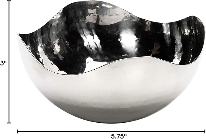 Hosley 5.75 Inch Diameter Silver Finish Metal Bowl, Ideal for Potpourri, LED Candles, Weddings, Special Events, Center Pieces, Craft. Use Decor to Coordinate O3