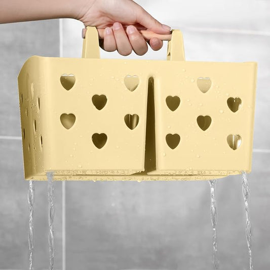Anyoifax Portable Shower Caddy Plastic Shower Basket Organizer Divided Bathroom Caddy Storage Cleanning Caddy Tote with Handle for College, Dorm Room, Kitchen, Yellow