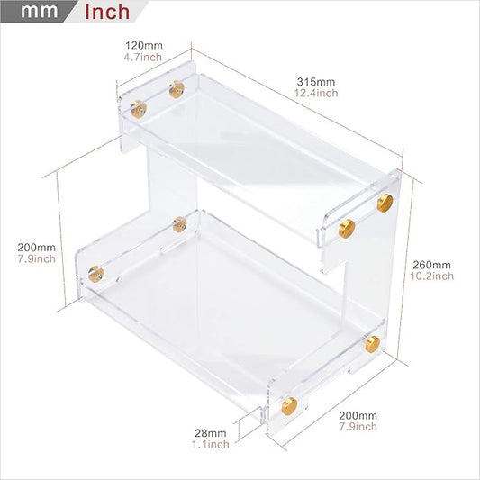 FFK Bathroom Organizer Countertop 2-Tier Storage:Bathroom Counter Organizer Acrylic Standing Holder Cosmetic Storage Perfume Shelf for Bathroom Bedroom Dressing Table1