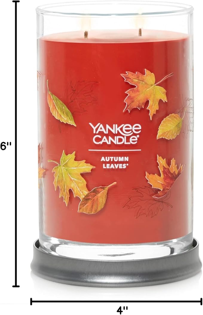 Yankee Candle Large Tumbler Scented Candle with up to 80 Hour Burn Time, Premium Plant Wax Blend for Consistent Burn, 20 oz Tumbler Candle with Room Filling Fragrance, Autumn Leaves