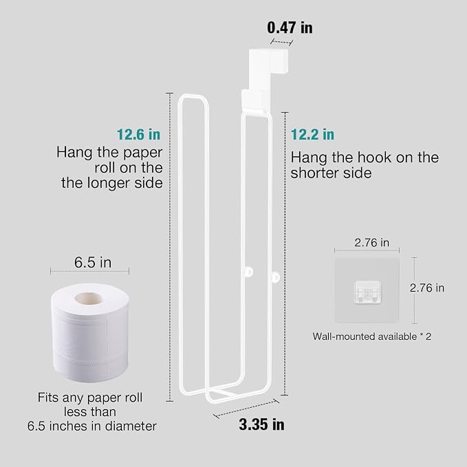 Conworld Toilet Paper Storage for 3 Roll Tissue, Over The Tank Toilet Paper Holder, Stainless Steel Rustproof Toilet Paper Holder Wall Mount, for Rv, Bathroom Storage and Organization, White, 1 Pack