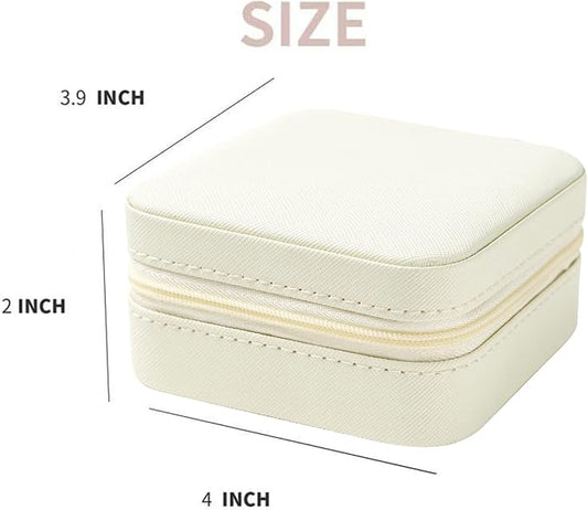 KElofoN Travel jewelry case Travel jewelry box Travel Jewelry Organizer Small Jewelry Organizer Box Gift for Girls Women with Mirror(White)