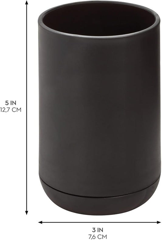 iDesign Toothbrush Holder for Normal Toothbrushes, Spin Brushes, and Toothpaste, The Cade Collection - 3" x 3" x 4. 5", Matte Black