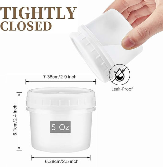 TUZAZO 12 Pack - 5 Oz Food Storage Containers with Screw Lids, Airtight Plastic Small Freezer Storage Container for Ice Cream, Overnight Oats, Snack, Soup, Portion and Meal Prep Container
