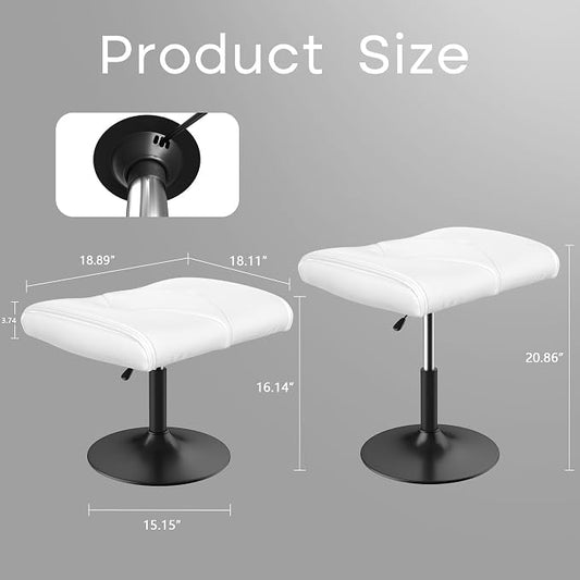 VECELO Foot Rest Under Desk Ottoman, PU Height Adjustable Footrest with Comfort Padding, Leg Rest for Desk for Relieving Leg Pain, Stiffness, and etc, White