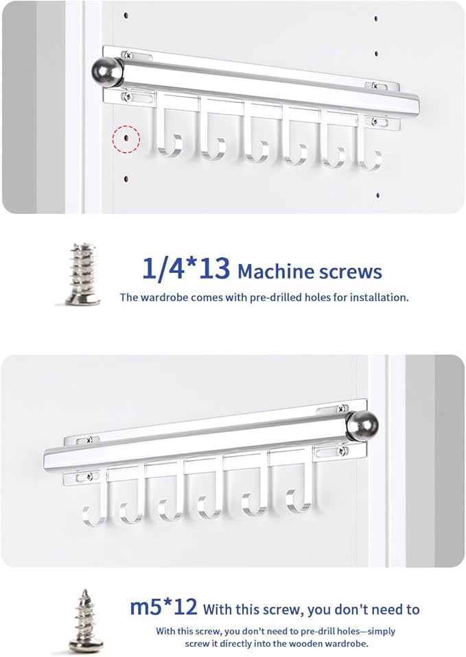 16.5" Valet Rod for Closet Pull Out With 6 Hooks Valet Rods for Closets (2Pack Silver) Closet Valet Rod Slide Out