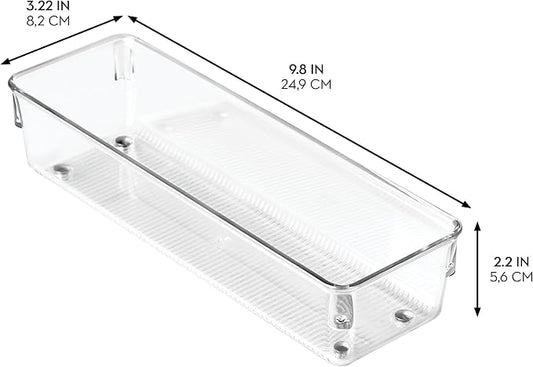 iDesign Plastic Drawer Organizer, Set of 2, 4" x 16" x 3" | For bathroom, bedroom, kitchen, office, or craft room