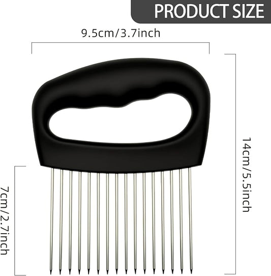 Extra-Large Onion Holder for Slicing, Onion Cutter Vegetable Chopper, Extra-Large Tomato Slicer with 16 Long Needles, Stainless Steel Tomato Potato Slicer, Meat and Food Slicing