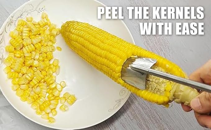 Corn on the Cob Remover Long Handle Stainless Steel Corn Stripping Tool,corn cob stripper, corn peeler for corn on the cob, Stainless Steel Corn Stripper Tool (1)