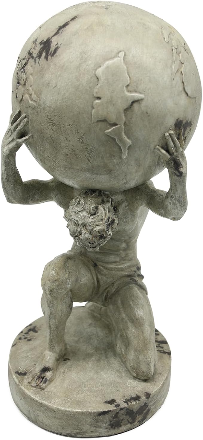 Lukitas Atlas Holding Up World Statue and Sculpture, Lifting The Earth Figurine Decor, Creative Ornament for Home Office Living Room, Resin 11.5''