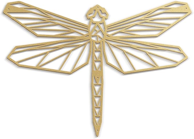 SIGNLEADER Metal Wall Art Decor Geometric Dragonfly Modern Abstract Wall Sculpture Hangings Home Decoration for Living Room, Bedroom, Bathroom, Kitchen, Outdoor - 24" Gold