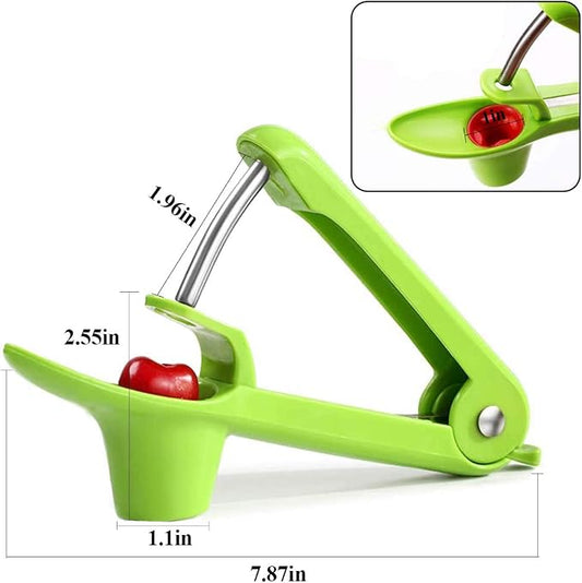 Cherry Pitter Tool, Cherry Pit Remover Tool, Cherry Picker, Fruit Core Remover Design for Make Delicious Cherries Dishes and Cocktail Cherries (Green)